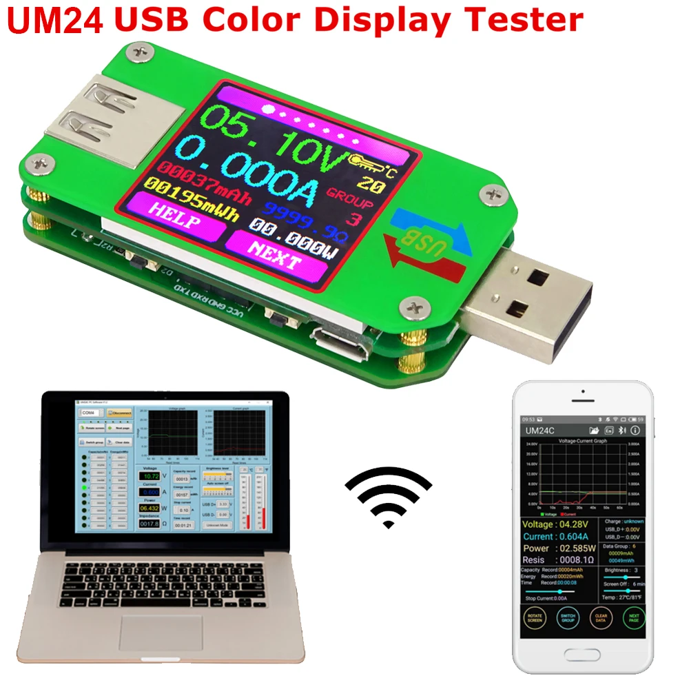 UM24 UM24C Для App USB 2.0 ЖК-дисплей Дисплей Вольтметр Амперметр Батарея зарядки