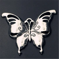 2pcs silver plated large butterfly necklace pendant diy charms for jewelry crafts making 6555mm a836