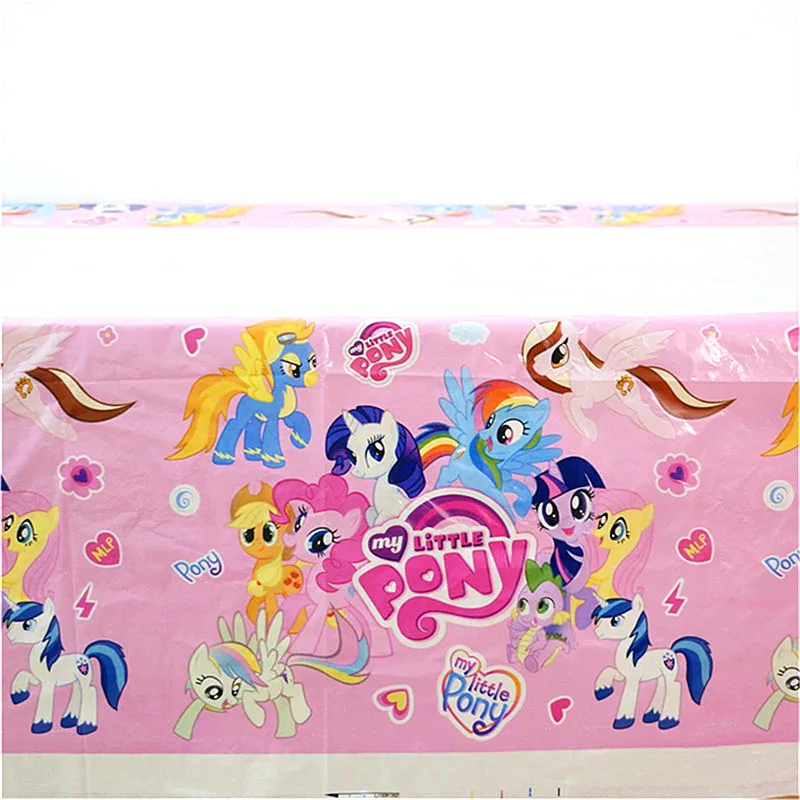 1 шт одноразовая пластиковая скатерть my little pony тематическая настольная скатерть для детей с днем рождения 180*108 см вечерние принадлежности
