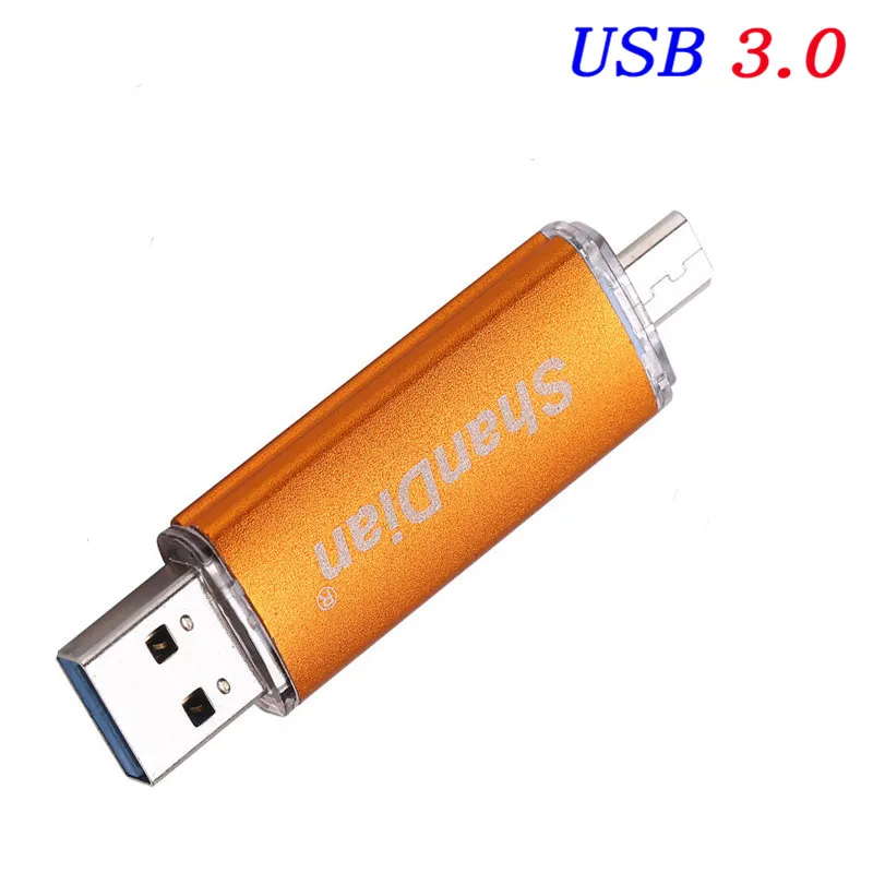 SHANDIAN USB 3,0 Смартфон USB флэш-накопитель OTG микро карта памяти смартфон U диск 4G/8G/16G/32G/64G память подарок - Цвет: Orange