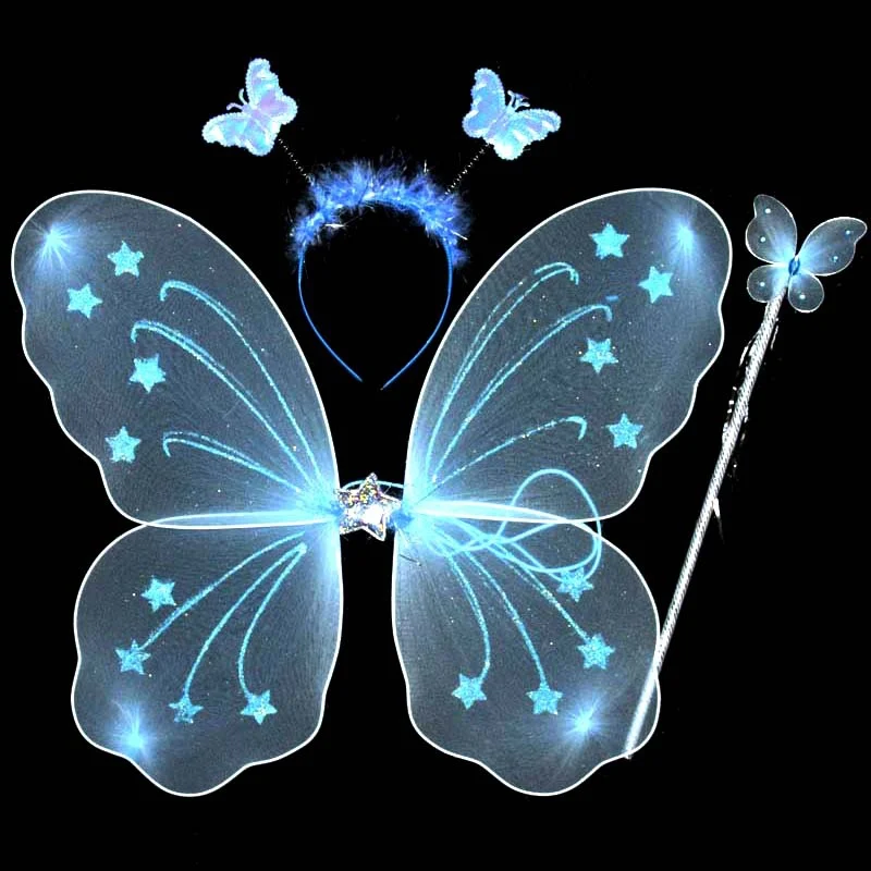 Girl Kid Butterfly Angel Wings Single Layer Three-Piece Set | Тематическая одежда и униформа