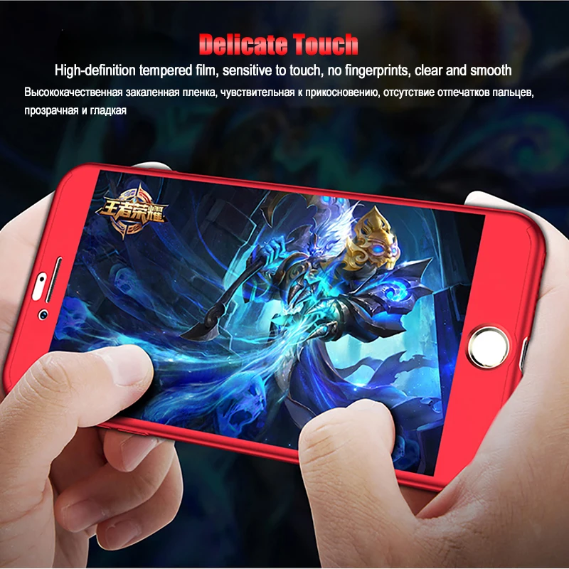 LuckGuard Full Cover Cases For iPhone 6 6s 7 8 Plus 5 5S SE X Shockproof s 360 Degree Case With Glass |
