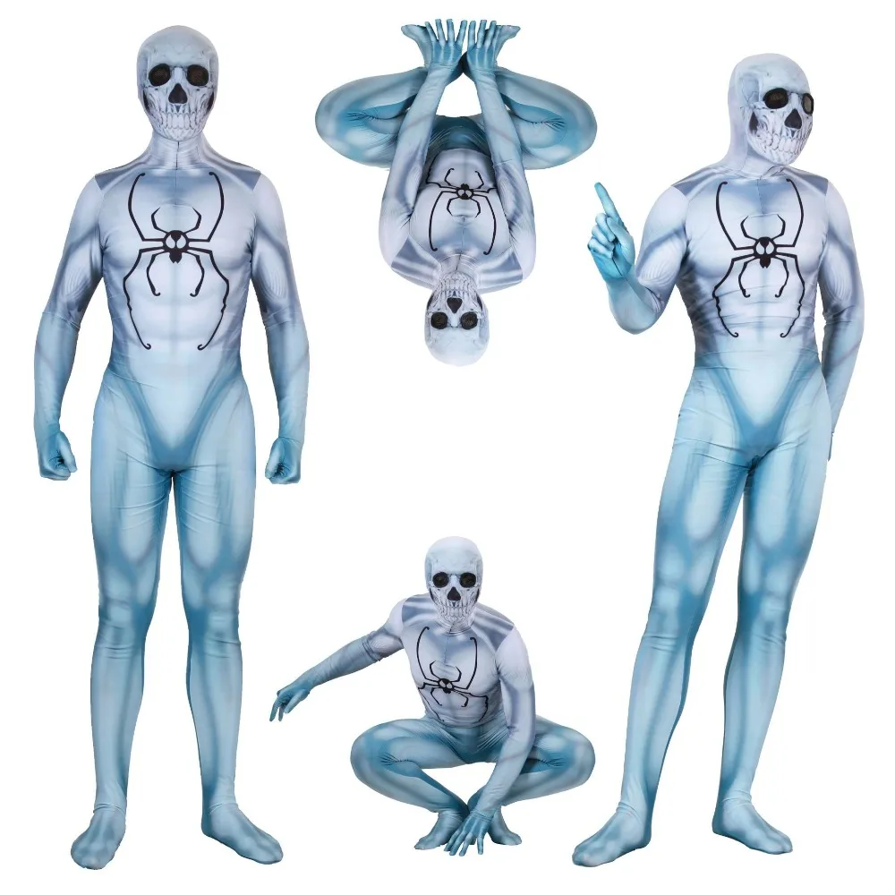 Movie Ghost Spiderman Jumpsuit Cosplay Costume Men Superhero Printing Bodysuit Zentai Tight Catsuit Christmas | Тематическая одежда