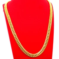 mens gift yellow gold filled double curb chain necklace accessories