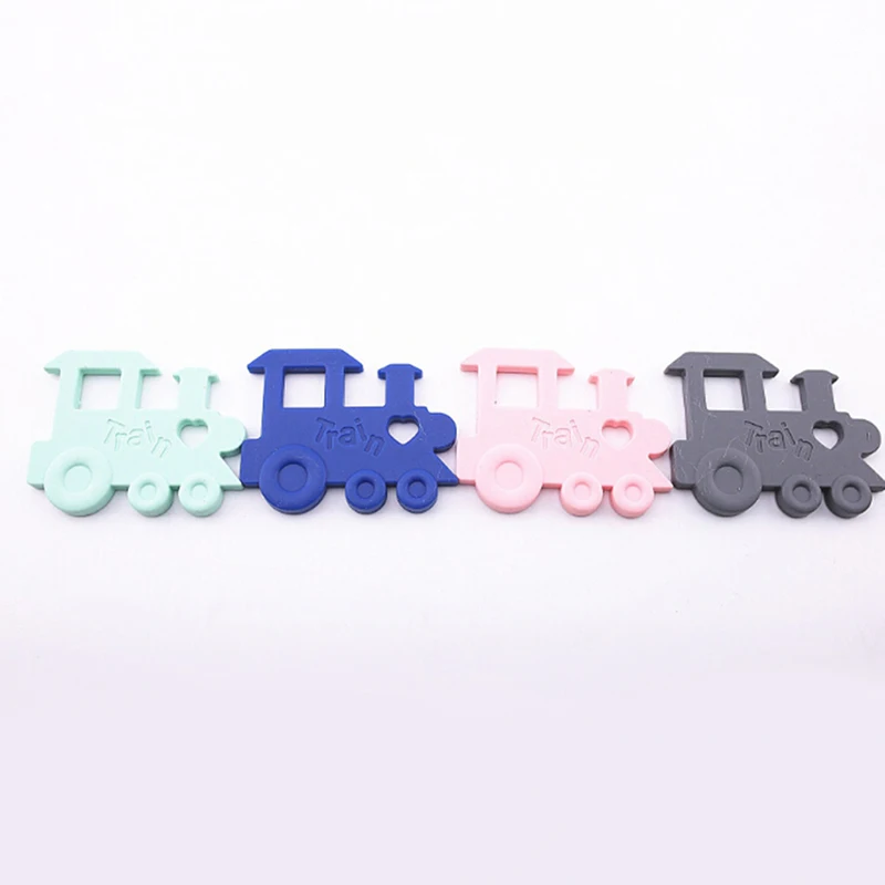 1Pc Silicone Teething Train Shaped Baby Teether Pendant Nursing Necklace Charms Chewable Toys Food Grade 4 Colors | Мать и ребенок