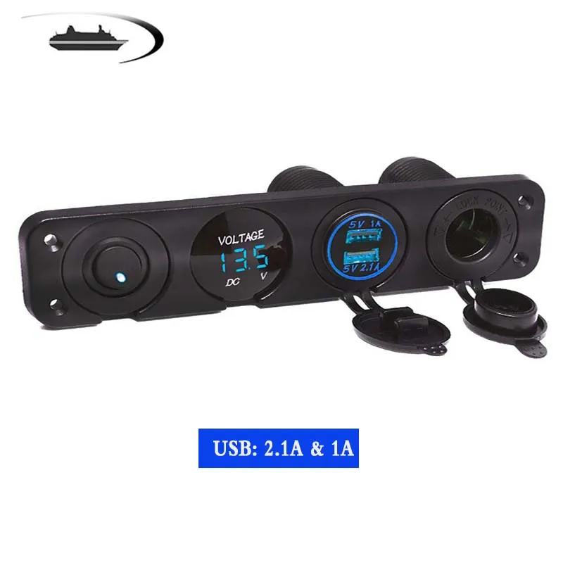Product A Blue Автомобильный переключатель для лодки 12 В двойной USB разъем зарядное устройство светодиодный цифровой вольтметр тумблер панель для автомобиля лодка морской RV грузовик Camper - Цвет: Product A Blue