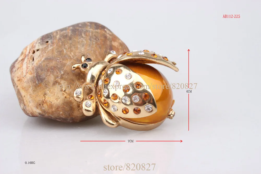 Миниатюрный бокс безделушка с кристаллами кольцо в форме жука жук Дамский