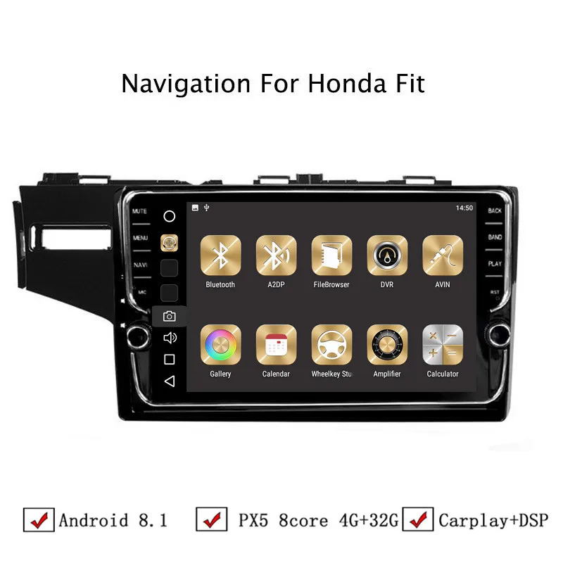 9&quot 4G RAM 32G ROM Octa Core Android 8.1 Car DVD GPS Navigation For Honda Fit 2014 2015 2016 2017 2018 Top Accessories | Автомобили и