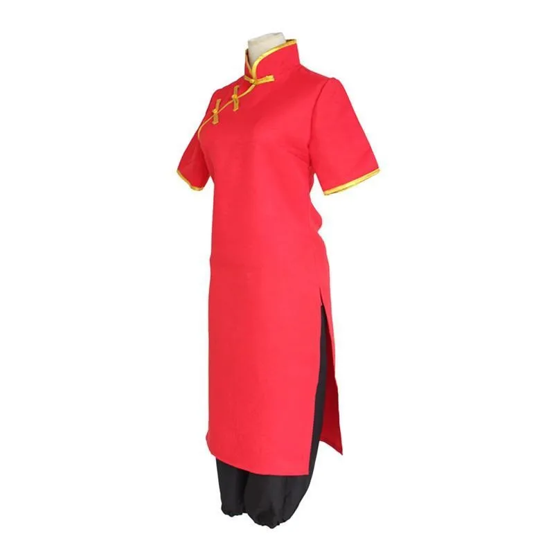 Kagura cosplay costumes red cheongsam black trousers Japanese anime Gintama clothing Masquerade Mardi Gras Carnival |