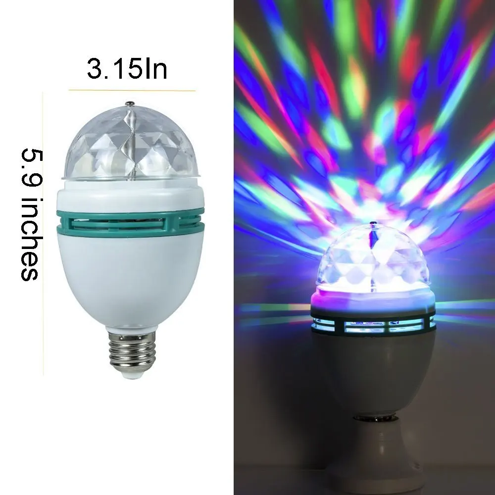 Светодиодсветодиодный цветная RGB-лампа Necen E27 с автоматическим вращением 220 В |