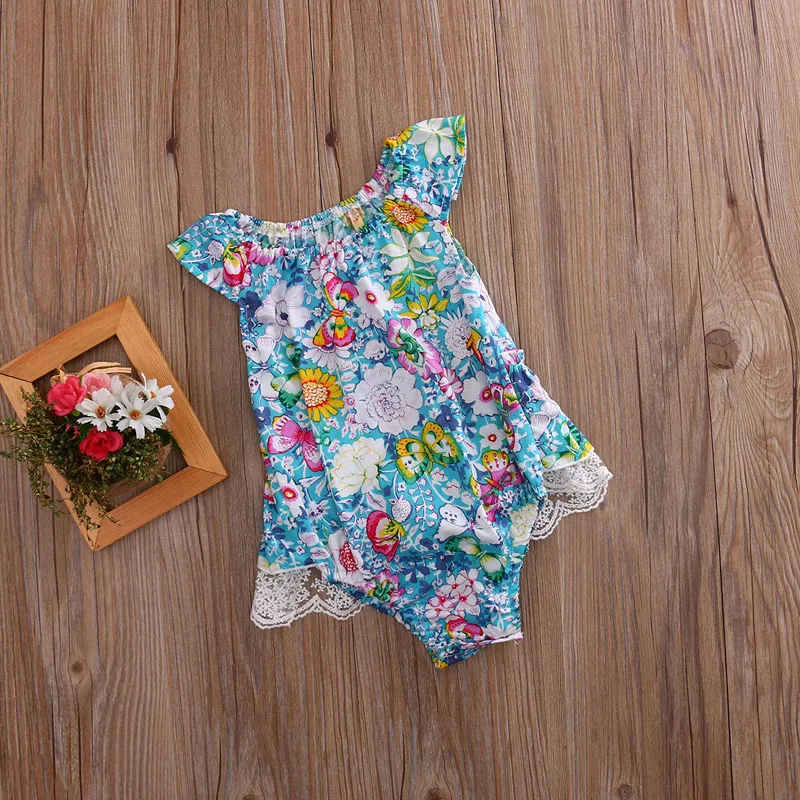 Лето 2017 г. новорожденных Милая одежда для малышей с принтом девочек О-образный