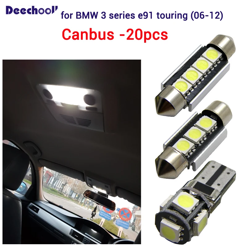 Лампы для номерного знака deechooll 20 шт. + внутренний купольный светильник BMW 3 серии