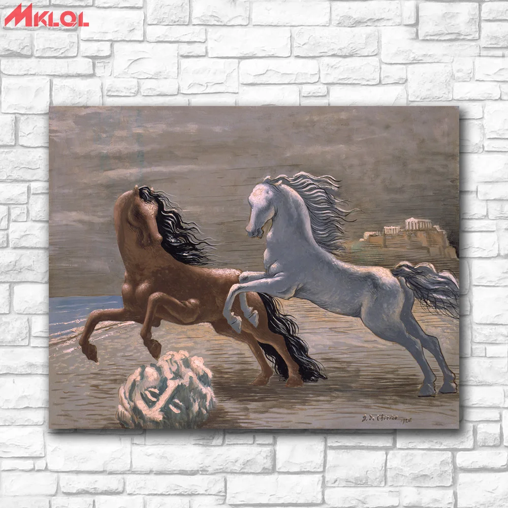 Картина на холсте giorgio de chirico cavalli in riva al MAR для гостиной украшение дома картина