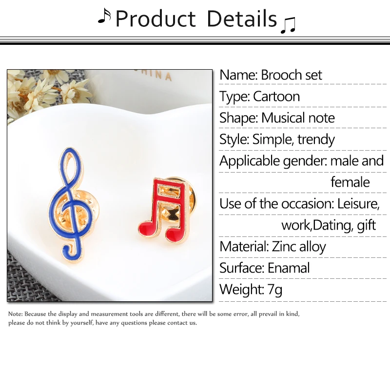 2 шт./компл. Симпатичные Мини броши в виде музыкальной ноты эмалированная заколка