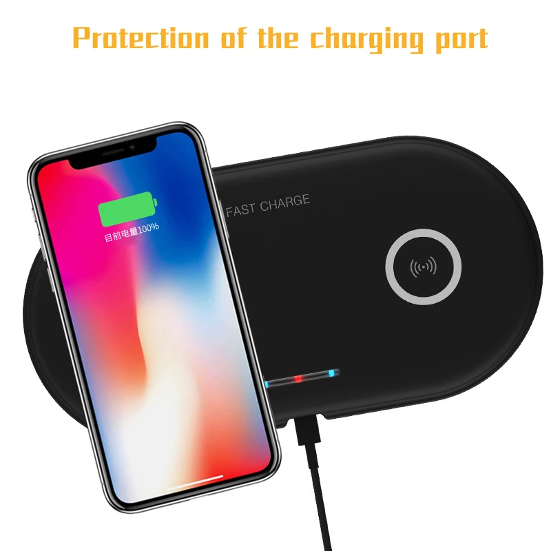 Двойное Беспроводное зарядное устройство QI быстрая зарядка 5 Вт для Samsung Galaxy S9 S7 S6
