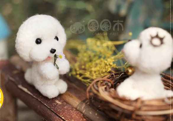 Милая маленькая собака мультфильм Животные набор шерсти для рукоделия шерстяной