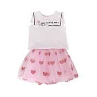 girl clothing sets preppy style sleeveless embroidery toplove tutu skirt 2pc for 2 7yrs toddler girls party princess outfits