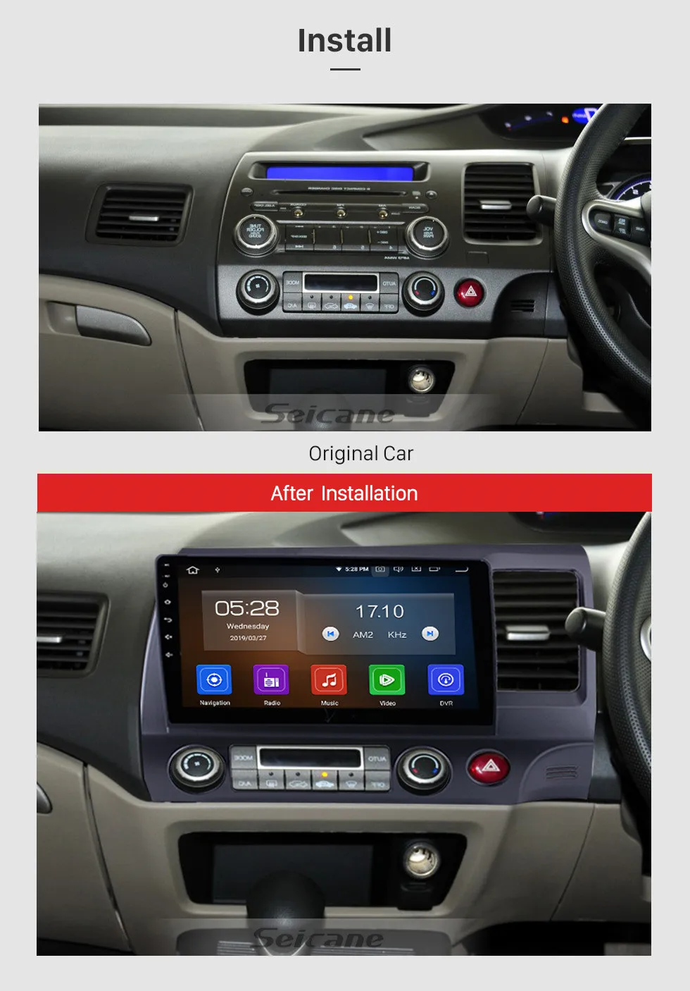Seicane Android 9,0 радио GPS 2 DIN в автомобиль стерео плеер для 2006 2007-2011 Honda CIVIC поддержка 3g WiFi OBD2 DVR камера заднего вида