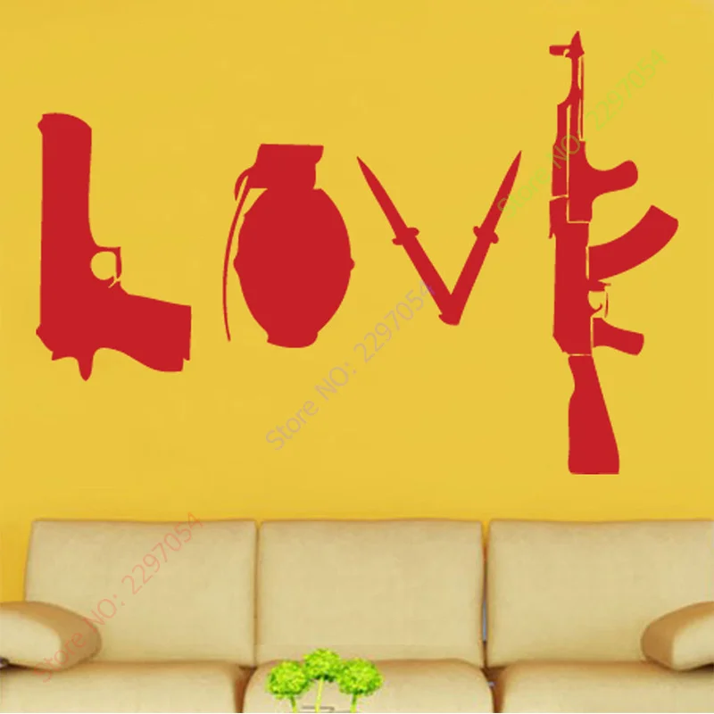 

Banksy Love Weapons Wall Sticker 120cm x 172cm Art Wall Sticker,Home Decor Bedroom Decoration Modern