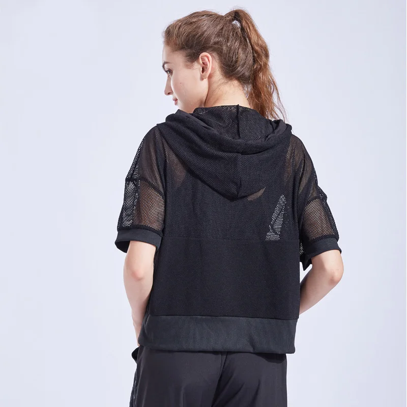Женская сетчатая рубашка для йоги, быстросохнущая, Спортивная, для фитнеса, женская, для бега, одежда для спортзала, майка, для тренировок, упражнений, футболка, спортивная одежда