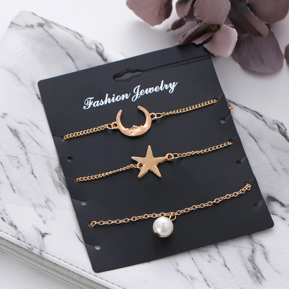 Золото pattern100 % f339 bracelts модные простые женские браслет Комплект из 3 предметов