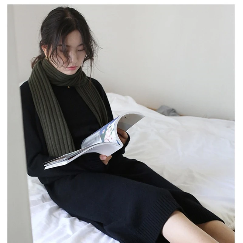 

autumn winter knitted black sweater cashmere dresses women O neck long sleeve sexy midi dresses elastic slim long sweater wool