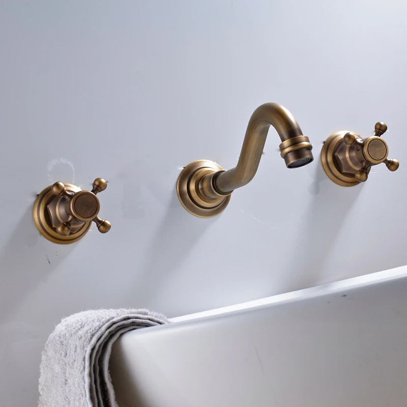 Antique Country Modern Widespread Dual Handle Three Hole Bathroom Sink Faucet For Copper | Обустройство дома
