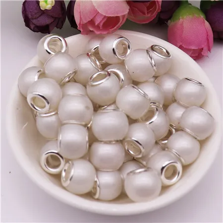 12mm Small beads 6 10 шт 16 мм большой круглой формы жемчужные Стеклянные европейские бусины для самостоятельного изготовления ювелирных изделий цепочка Ожерелье Большое отверстие бисера fit Pandora браслет - Цвет: 12mm Small beads 6