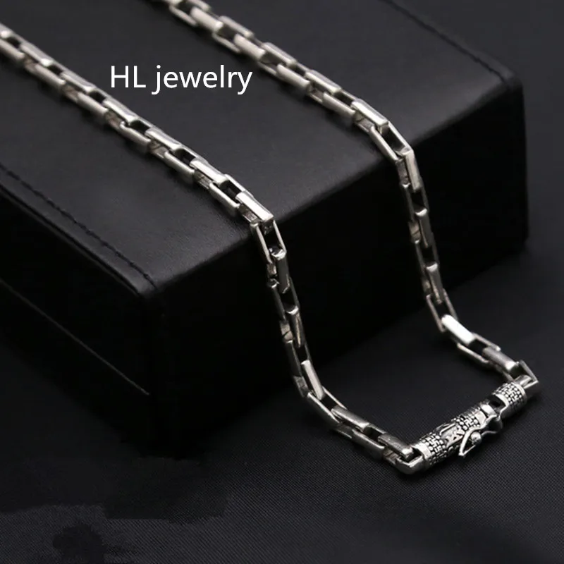

Длинное ожерелье из тайского серебра 70 см, Длинное колье из чистого 925 пробы, толстая цепочка 5 мм, подарок для мужчин