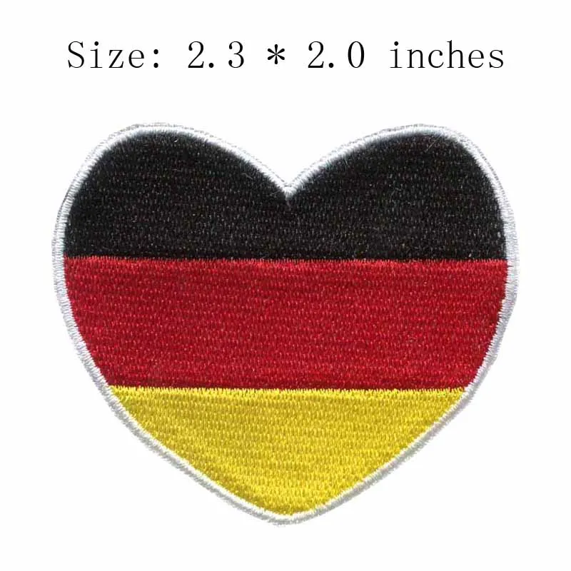 

Country flag heart 2.3"wide embroidery for sewing patch/love patch/Germany