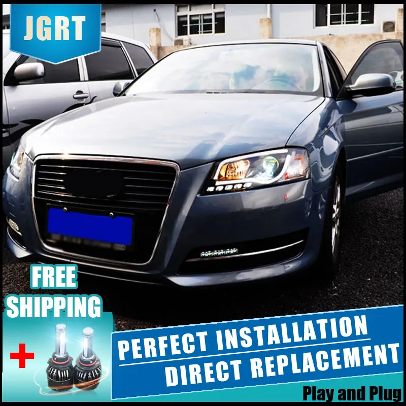 2 шт. светодиодные фары для Audi A3 2008 2012 Автомобильные двойные ксеноновые линзы