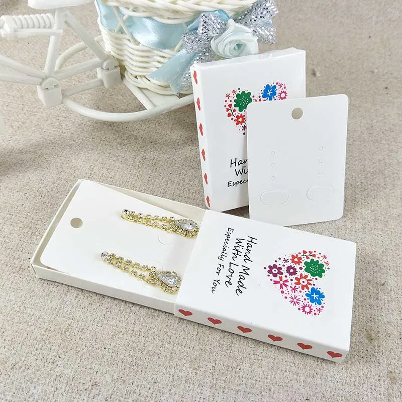

24pcs/lot white cardboard glossy lamination slide packaging box necklace earring Display decoration box