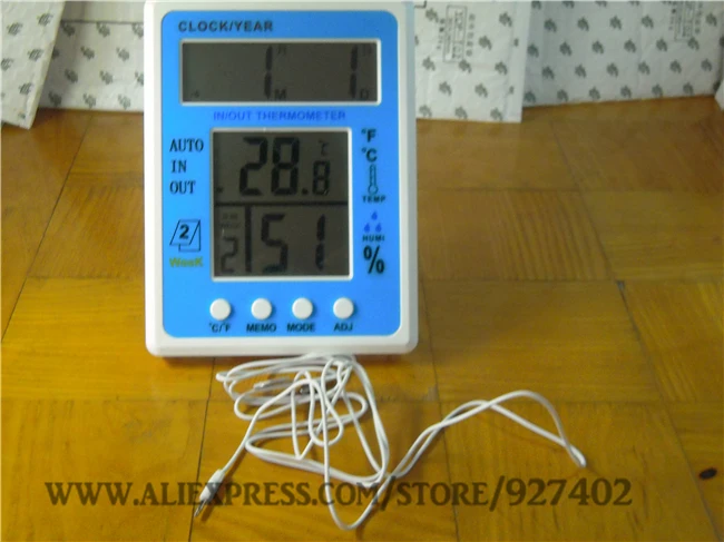 901 LCD Digital Hygrometer Thermometer Large Screen Indoor Outdoor Temperature Sensor measuring humidity meter biggest size | Инструменты