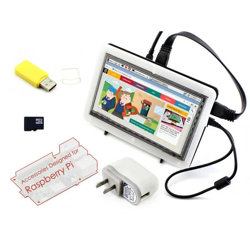 Raspberry Pi аксессуары 7 &quotUSB сенсорный ЖК 1024x600 + Micro SD карта ЖК-чехол адаптер питания |