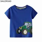SAILEROADфутболки для мальчиков с вышивкой тракторов; Летняя детская одежда с короткими рукавами для 7 лет; Детская одежда; Хлопковые рубашки для девочек