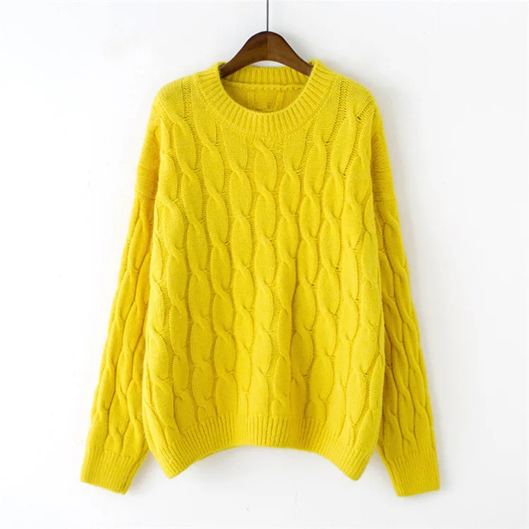 Женский Однотонный свитер с круглым вырезом OMCHION модель сезона осень-зима 2018 года