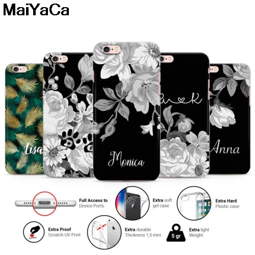 Персональный подарок MaiYaCa черные розы ручная работа для iPhone 5S 6S Plus X XR XS MAX чехлы