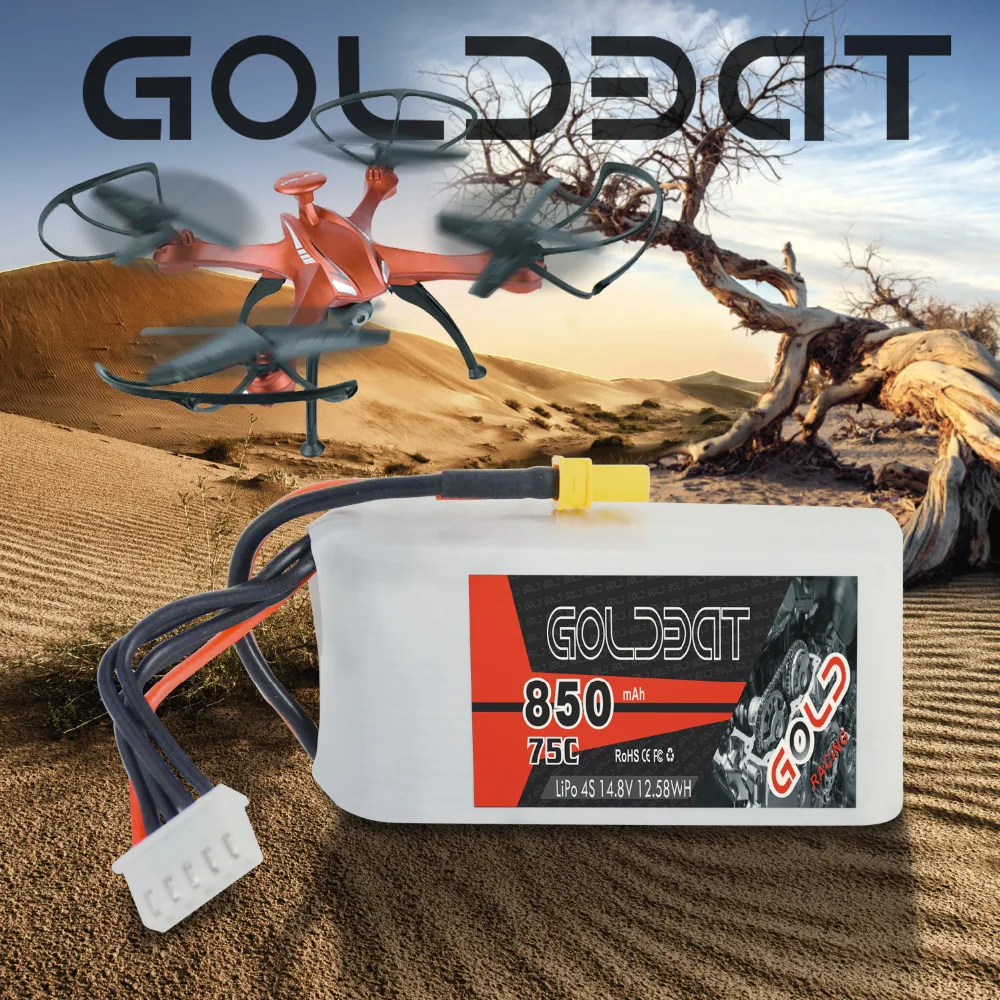 2 шт. GOLDBAT 850 мАч LiPo батарея для FPV 4S LiPo батарея LiPo 14,8 в 4S lipo 75C с XT30 разъем для дрона Heli Автомобильная лодка