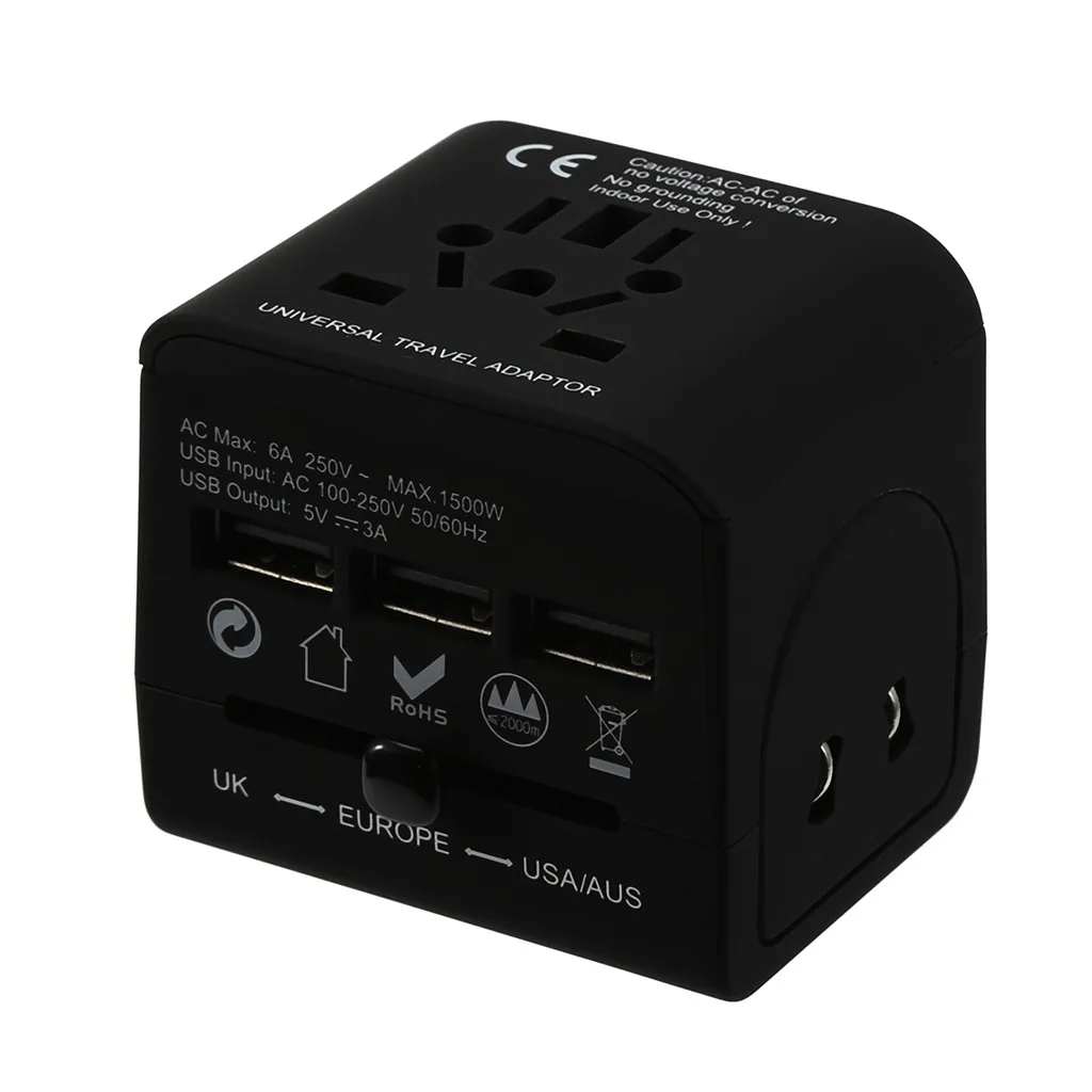 3 USB зарядное устройство со штекером питание от универсального адаптера путешествия Великобритании США ЕС AU адаптер настенные вилки электроприборов Розетки конвертер 56