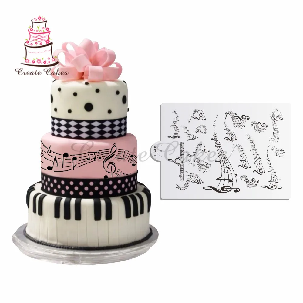 

Musical Stencil Cake Side Stencil for Celebration Wedding Cake Decoration Cookies Fondant Plastic Template Mold Cake Tools