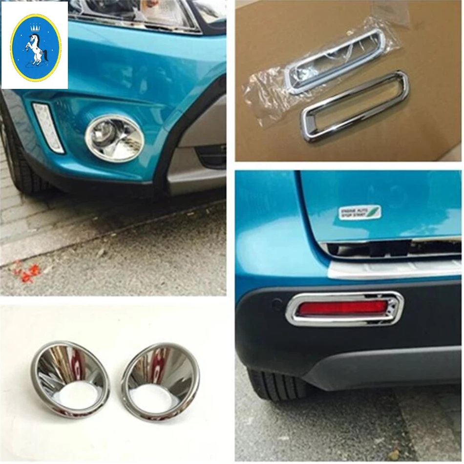 Yimaautotrims Хромированная передняя головка+ задние противотуманные фары лампа молдинг гарнир крышка отделка Подходит для Suzuki Vitara Escudo- ABS