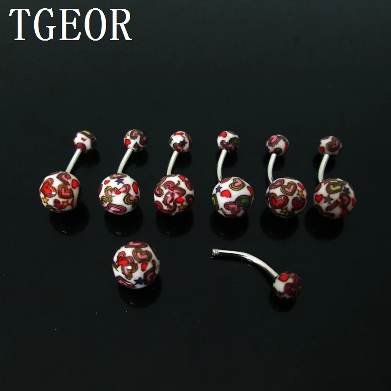 Горячая оптовая продажа 10 шт. термотрансферный акрил логотип сердце любовь пупка