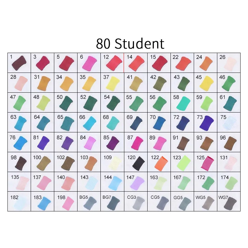 80STUDENT TOUCHFIVE 12/24/30/40/60/80/108/168 Цвета маркер для рисования на спиртовой основе кисть манга рисунок с двойной головкой маркеры товары для рукоделия - Цвет: 80STUDENT