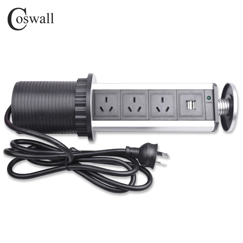 Выдвижная розетка COSWALL для кухонного стола с 2 USB портами и выдвижным