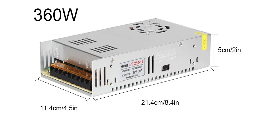 Светодиодный драйвер DC12V Высокое качество Трансформаторы освещения для блок питания светодиодной ленты 24 Вт 60 Вт 100 Вт 120 Вт 180 Вт 240 Вт 360 Вт