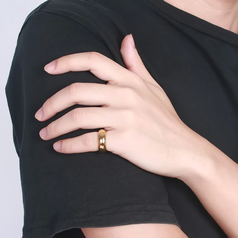 Классическое кольцо для женщин и мужчин обручальное из нержавеющей стали с дугой