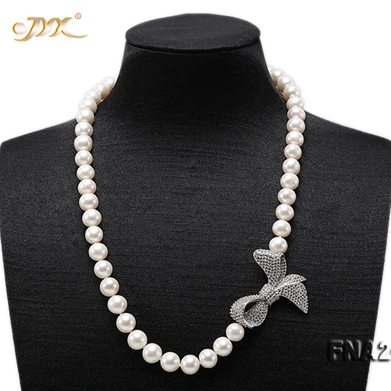 Ожерелье на Новый Год Fine Pearl 9-10 мм белого круглого натурального пресноводного жемчуга, 19 дюймов, подарок на Рождество для женщин.