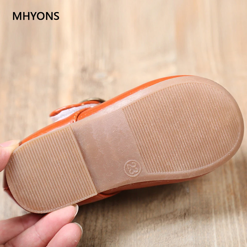 MHYONS/ г. Весенне-осенние однотонные Мокасины с мягкой подошвой Повседневная обувь из искусственной кожи на липучке детская обувь унисекс для девочек и мальчиков, размер 21-30