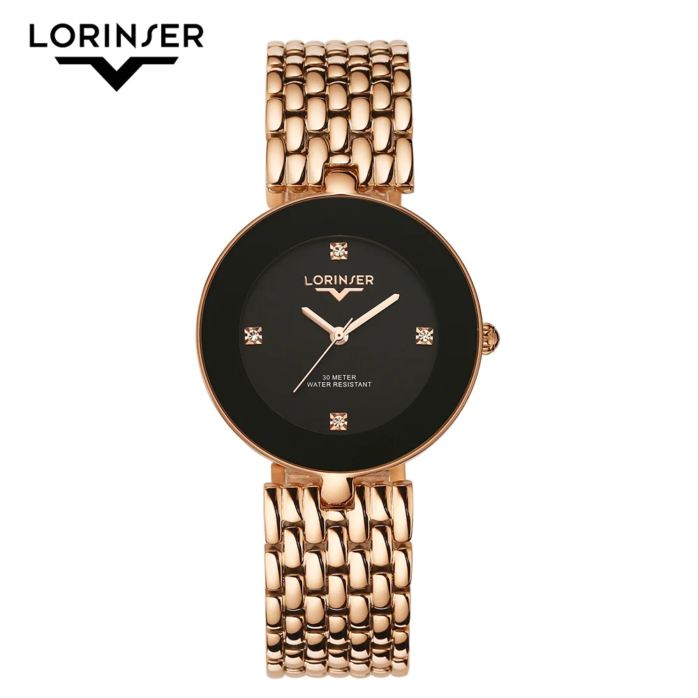 Женские наручные часы Relojes Para Mujer, японские кварцевые женские часы, роскошные Брендовые женские часы из нержавеющей стали, женские часы с зеркальным стеклом - Цвет: Rosegold Black