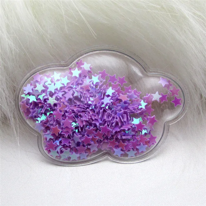 purple 12 шт., 6*4 см, облачные прозрачные блестящие нашивки в виде звезд, аппликации для детей, заколки и аксессуары для волос DIY - Color: purple